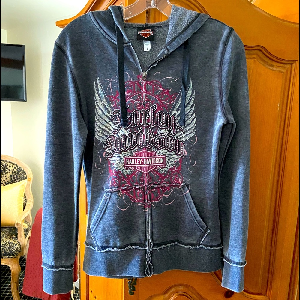 Harley Davidson grey zip up hoody